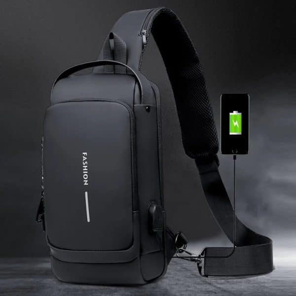 Black Multifunction Anti-Theft USB Charging Crossbody Shoulder Bag | Stylish, Secure & Travel-Ready - Image 6