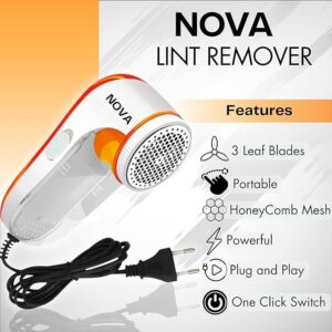 Nova Electric Lint Remover NLR-208 | High Quality Fabric Shaver for Wool & Clothes | Rotary Sharp Blades