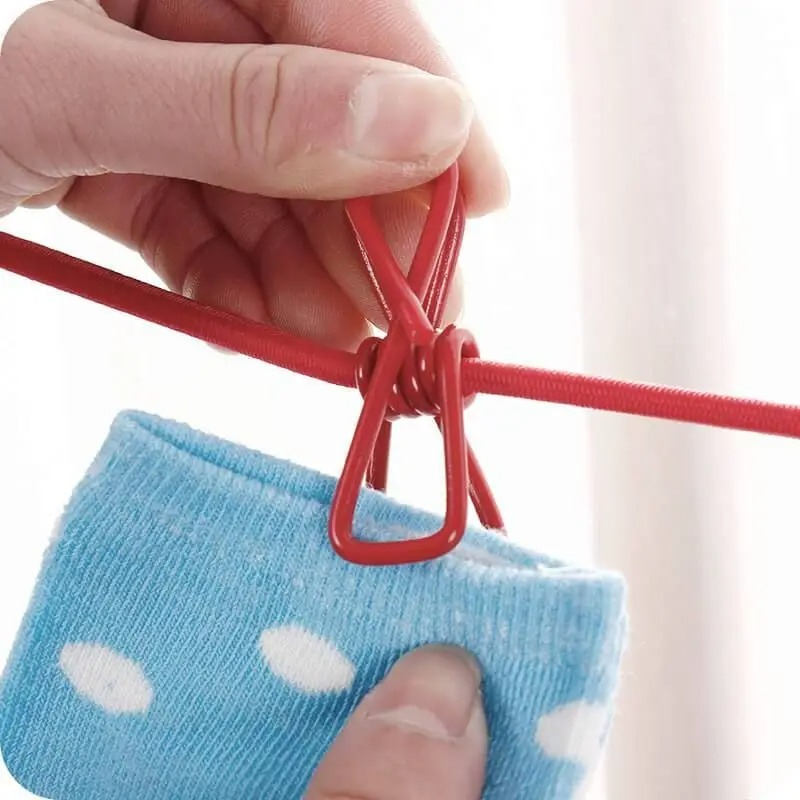 Portable Drying Rope with 12 Clips & 2 Hooks | Travel Clothesline for Indoor & Outdoor Use - Image 4