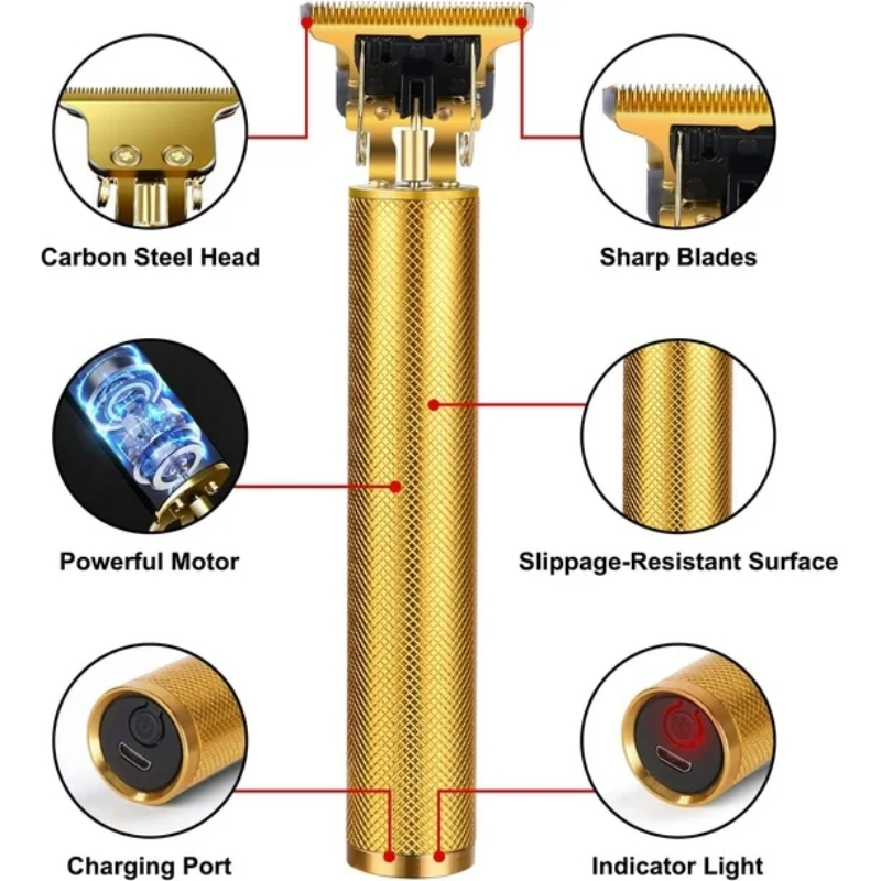 Professional T9 Hair & Beard Trimmer | Semi-Metal Body | Rechargeable Cordless Precision Clipper - Image 5