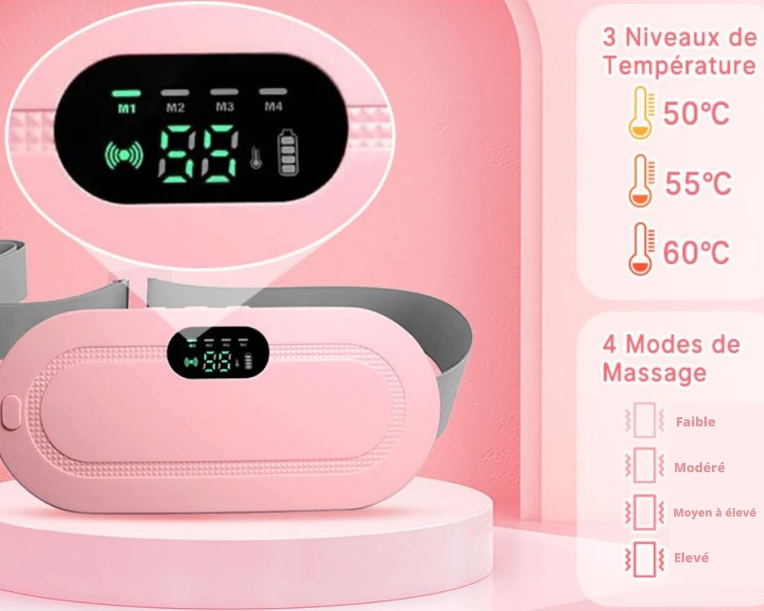 Digital Period Heating Pad & Vibrating Belt | 3 Heat Levels, 4 Massage Modes | Fast Relief for Menstrual Cramps - Image 8