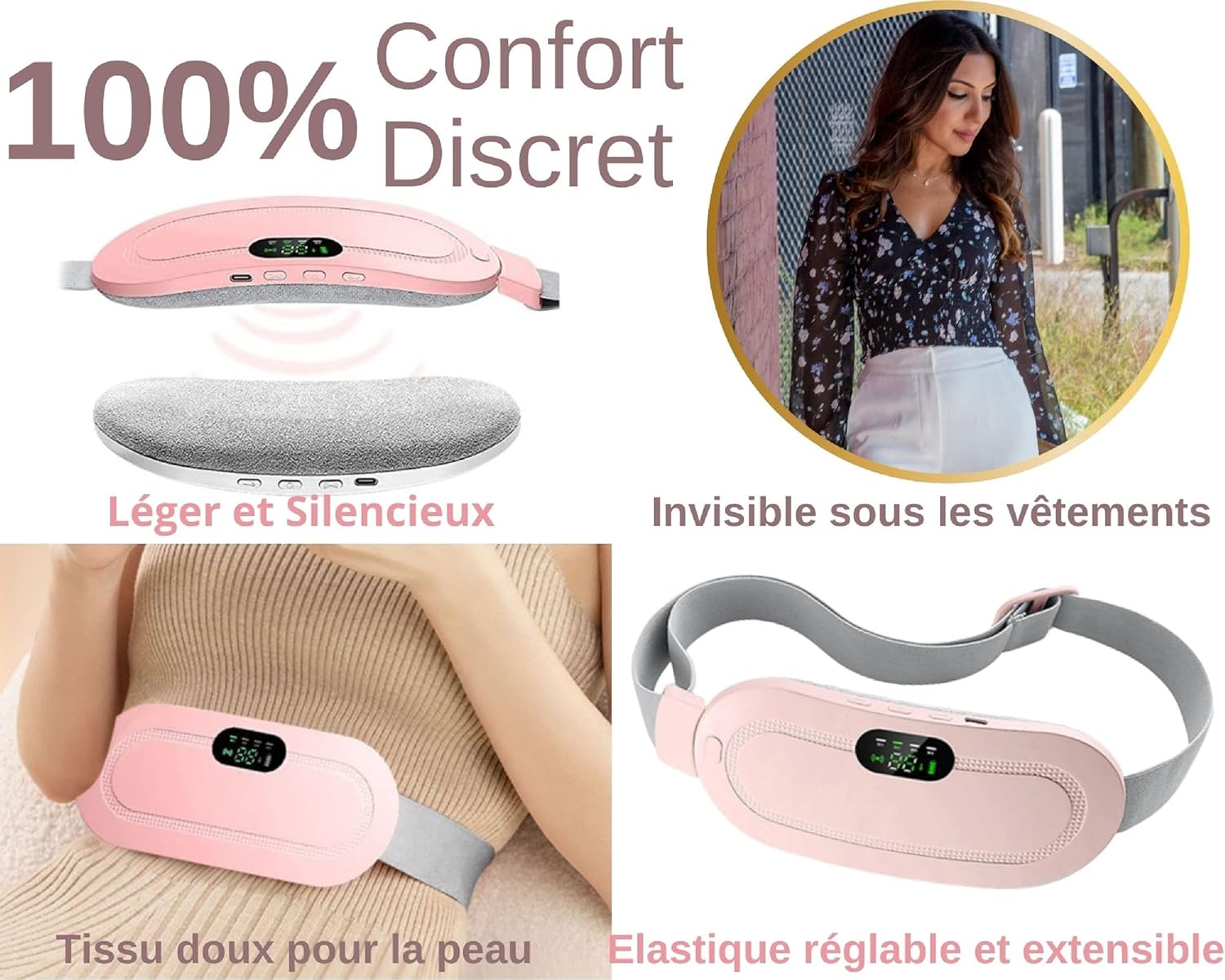 Digital Period Heating Pad & Vibrating Belt | 3 Heat Levels, 4 Massage Modes | Fast Relief for Menstrual Cramps - Image 5