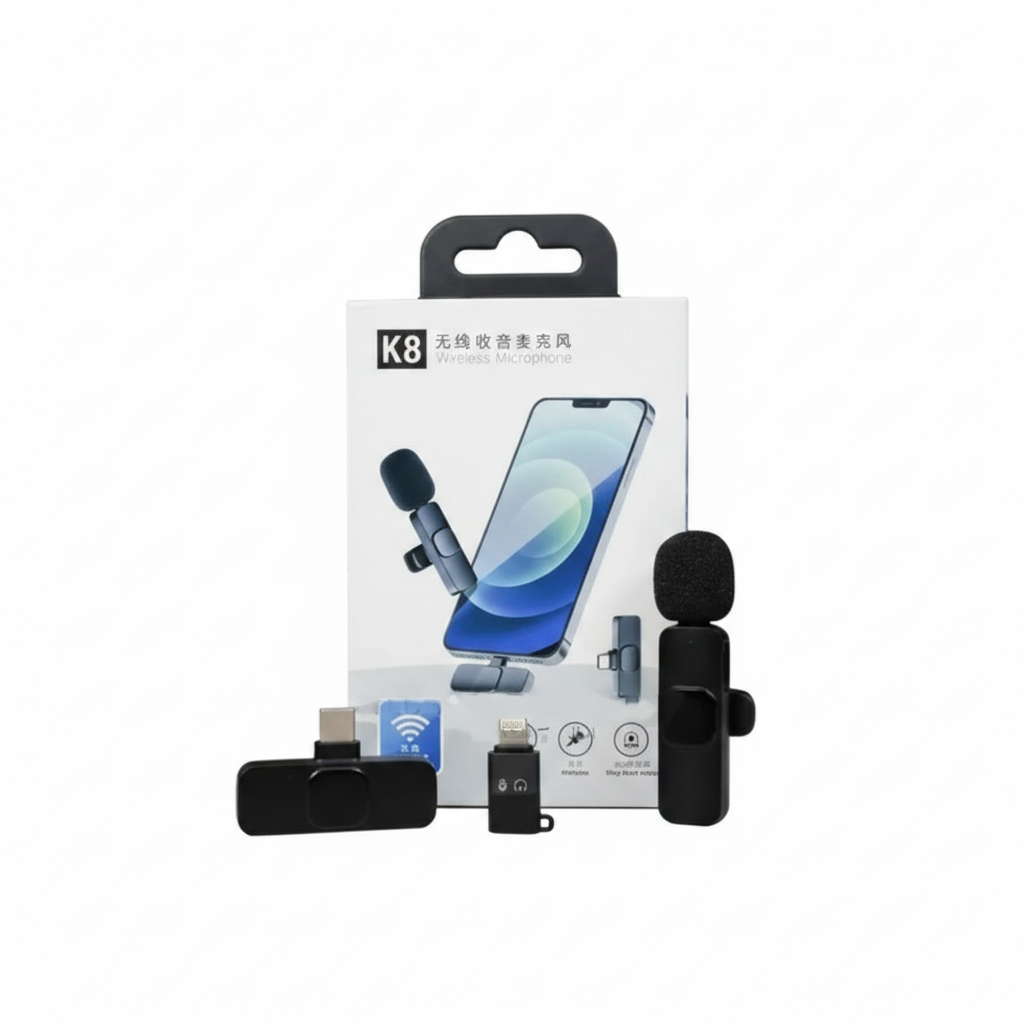 K8 Type-C Wireless Lavalier Microphone | Portable Noise-Cancelling | Mic for Android, Vlogging & Live Streaming