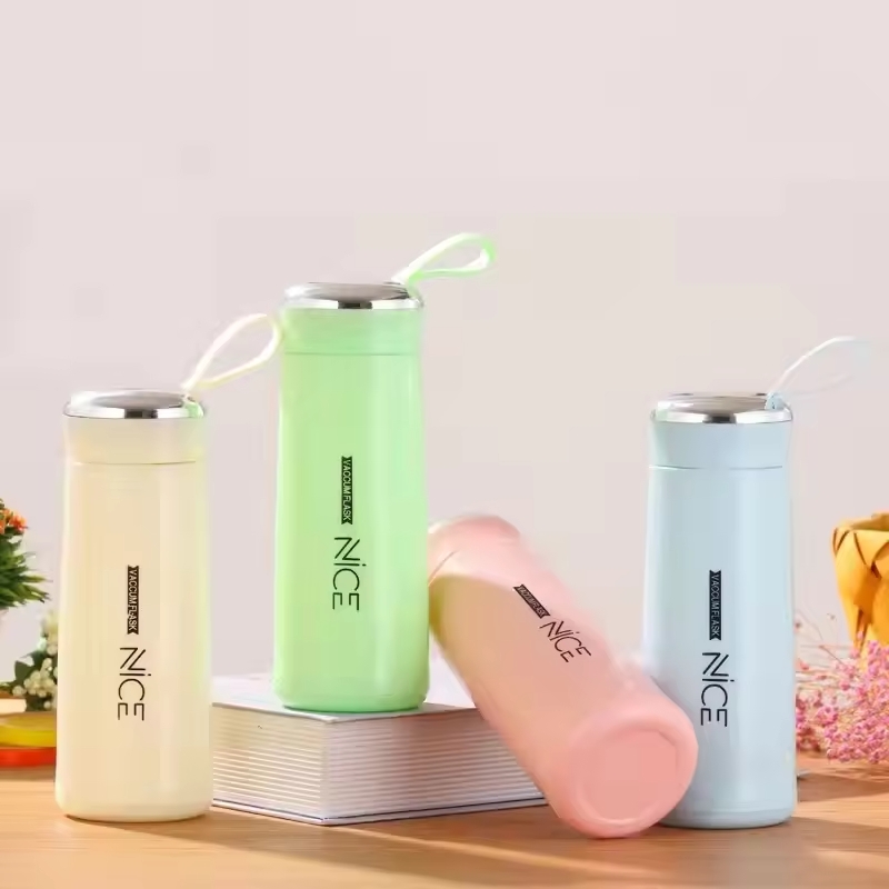 Nice Bottle | 400ml Mini Flask Glass Water Bottle with Vacuum Insulation | Temperature Resistant | Random Colors - Image 2