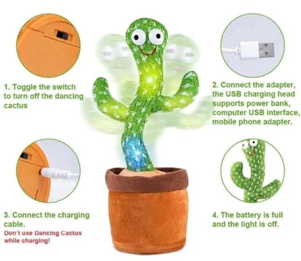 Rechargeable Dancing Cactus Toy with Hat | Interactive Singing, Talking & Dancing Plush for Kids - Image 4