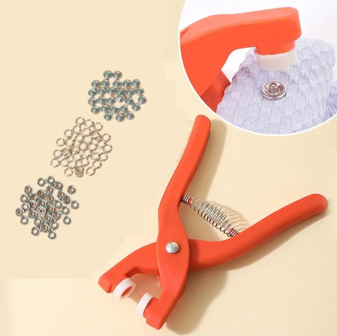 Tich Button Machine Plier with 25 Plastic Snap Buttons | DIY Sewing & Craft Tool - Image 2