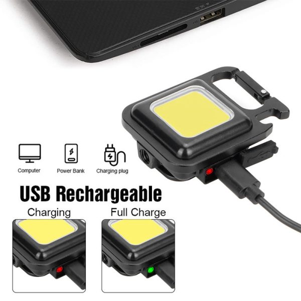 Portable Keychain Light | 500 Lumens Mini COB LED Flashlight with Foldable Handle & USB Rechargeable - Image 3