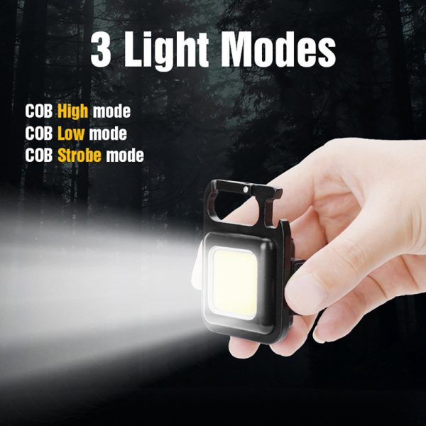 Portable Keychain Light | 500 Lumens Mini COB LED Flashlight with Foldable Handle & USB Rechargeable - Image 2