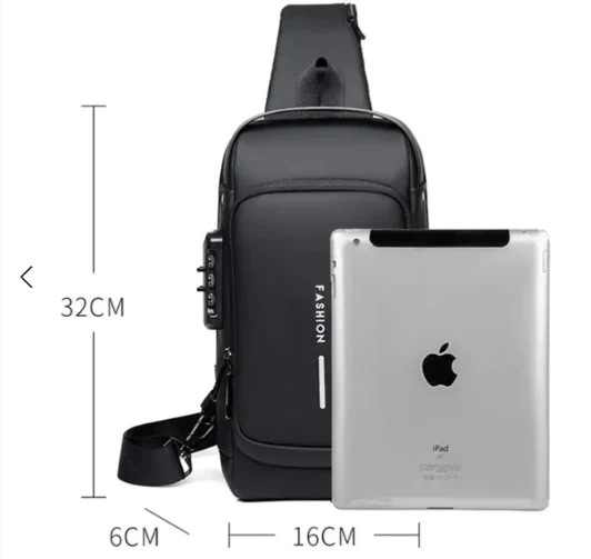 Black Multifunction Anti-Theft USB Charging Crossbody Shoulder Bag | Stylish, Secure & Travel-Ready